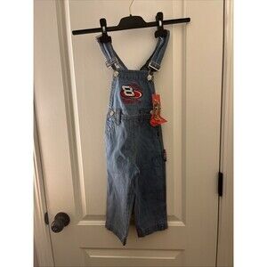 Vintage Dale Earnhardt Jr #8 Denim Bib Overalls NASCAR Toddler Kids Size 3T Blue